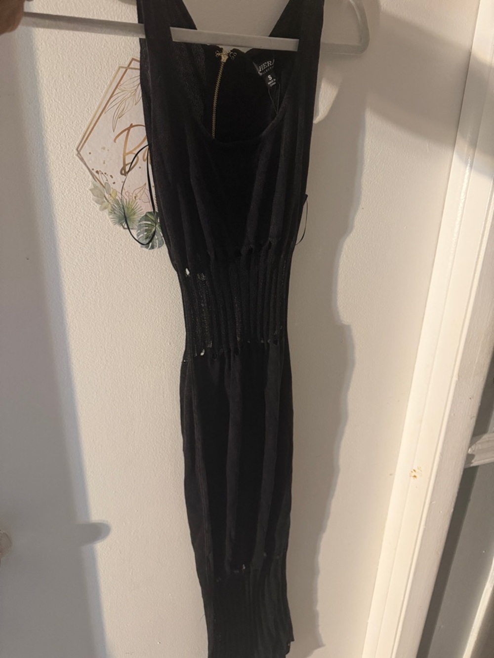 Black Knit Maxi Dress with Smocked Waist